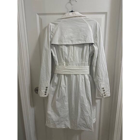 Calvin Klein White Belted Trench Coat Women's size Medium Rain Wind Weather - Picture 2 of 10